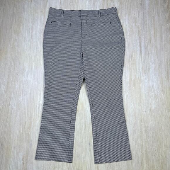 Anthropologie Maeve Black White Houndstooth Slim Kick Trouser Dress Pants 12 - Picture 1 of 16